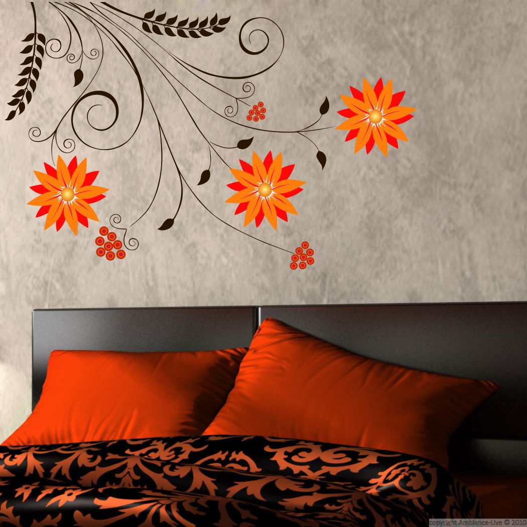 Homexa Decor | Tree With Leaf and Flower Wall Sticker (Size 70 x 49 cm)