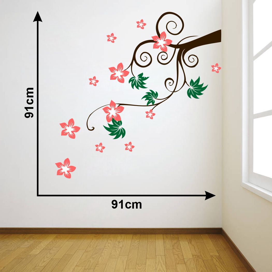 Homexa Decor | Beautiful Floral (Flower) Wall Sticker (Size 91 x 91 cm)