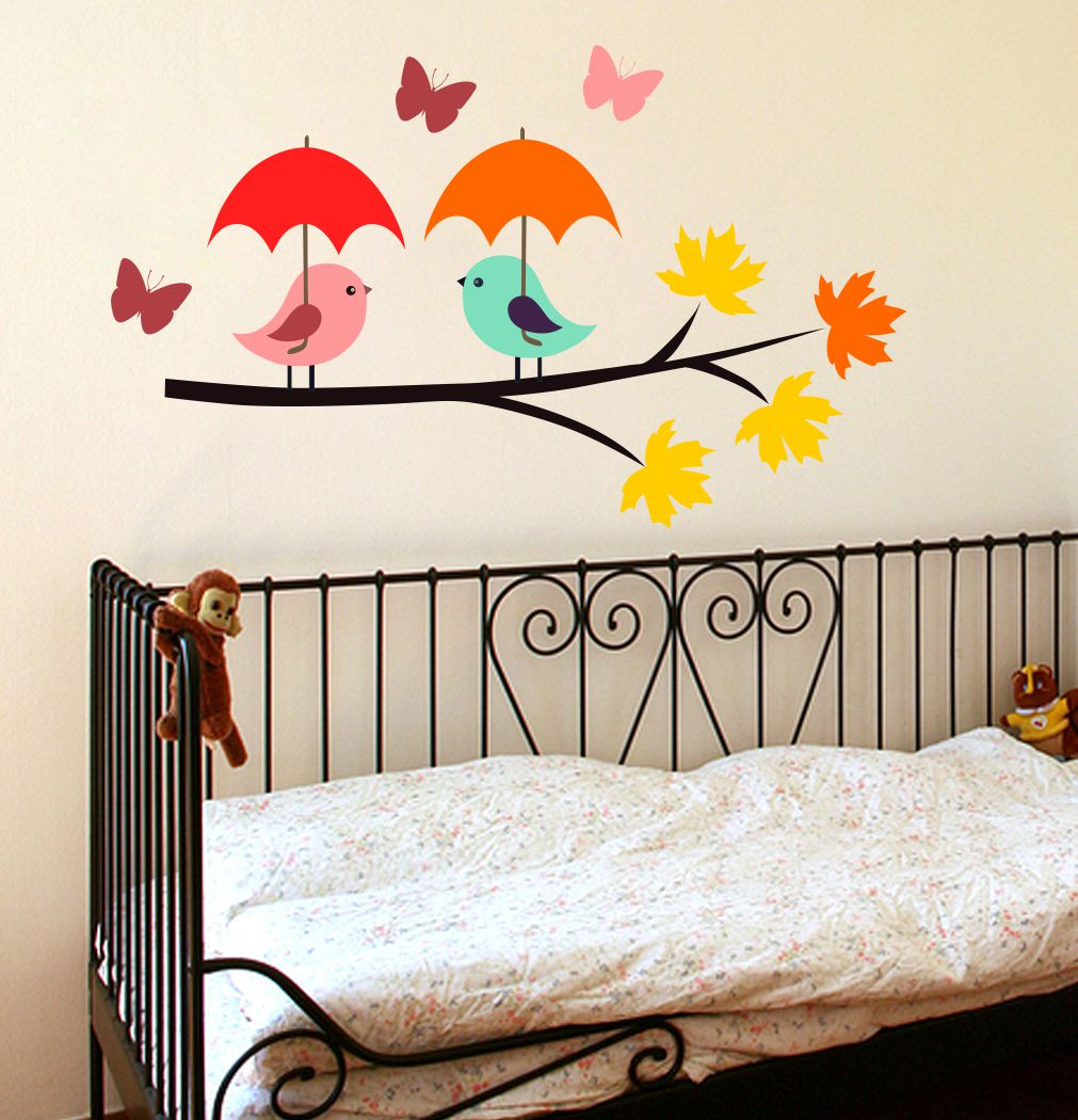 Homexa Decor | Tree With Leaf and Birds Wall Sticker (Size 81x49 cm)