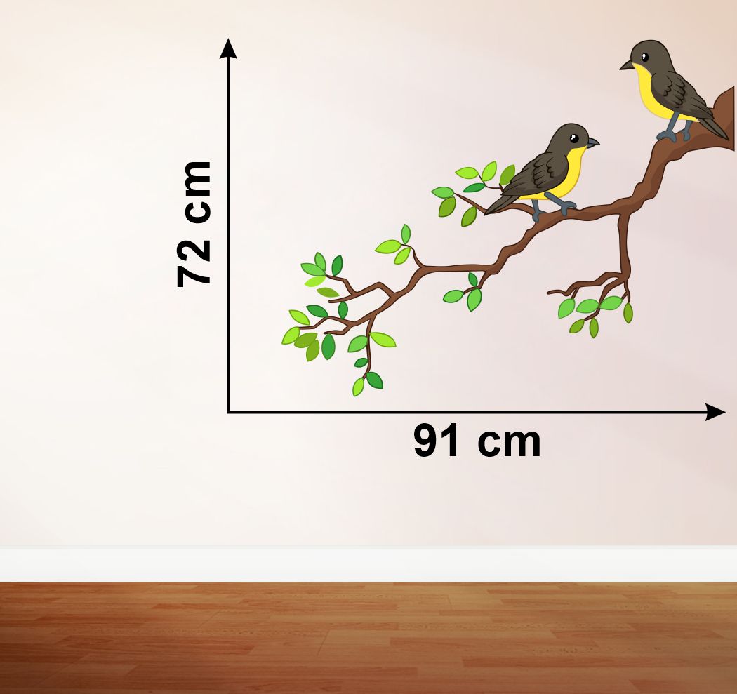 Homexa Decor | Tree With Leaf and Birds Wall Sticker (Size 91x72 cm)