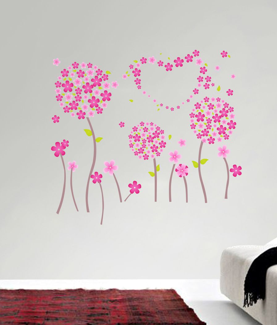 Homexa Decor | Beautiful Flower With Leaf Wall Sticker (Size 71*65 cm)