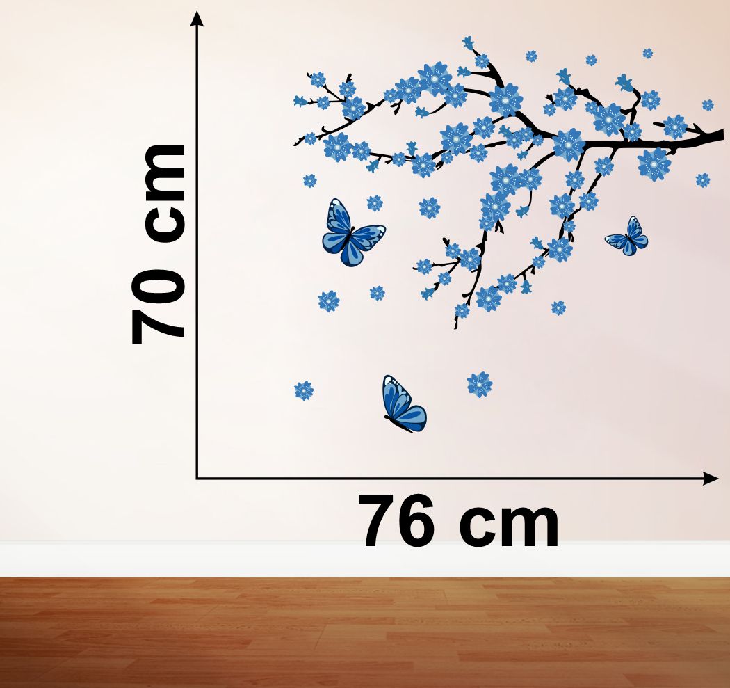 Homexa Decor | Tree With Leaf and Butterfly Wall Sticker (Size 76x70 cm)