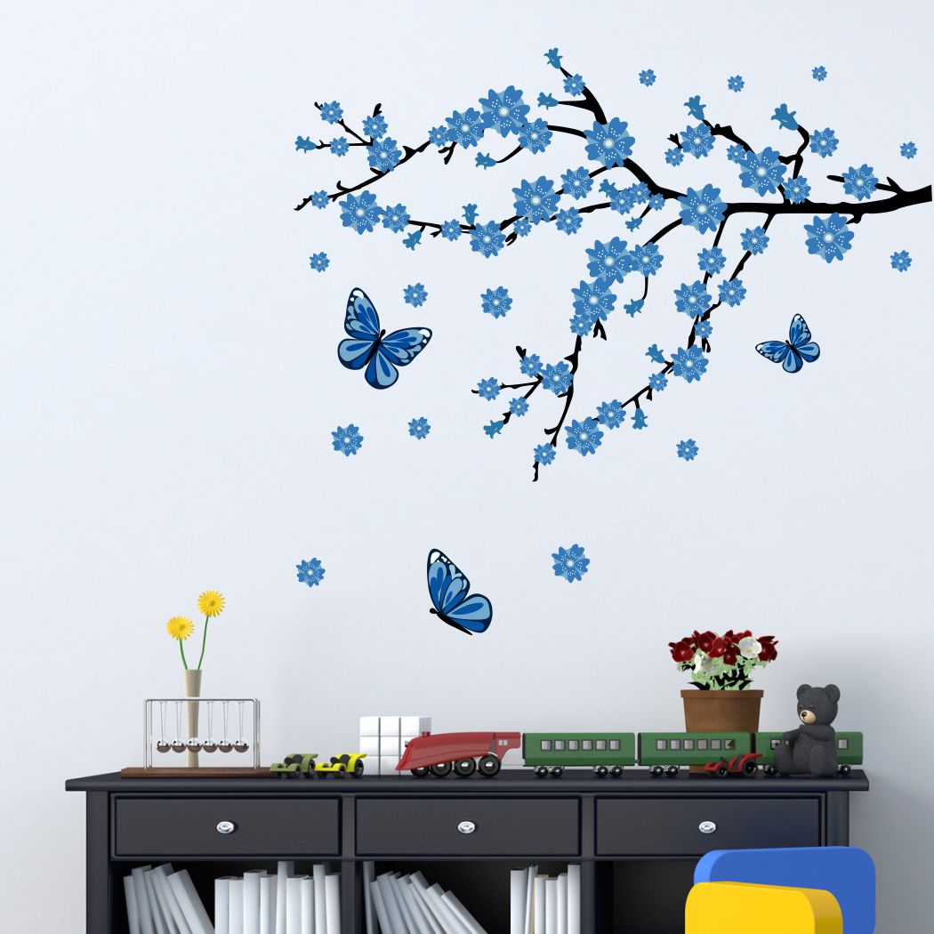 Homexa Decor | Tree With Leaf and Butterfly Wall Sticker (Size 76x70 cm)