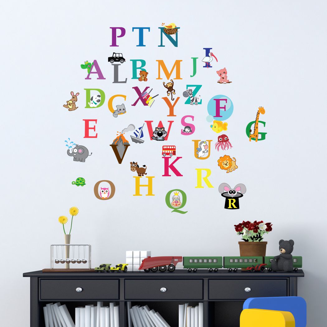 Homexa Decor | 'Alphabets - Baby - Kids - Learning - Education - Nursery - Pre School - Kindergarten Wall Sticker (Size 67x63 cm)