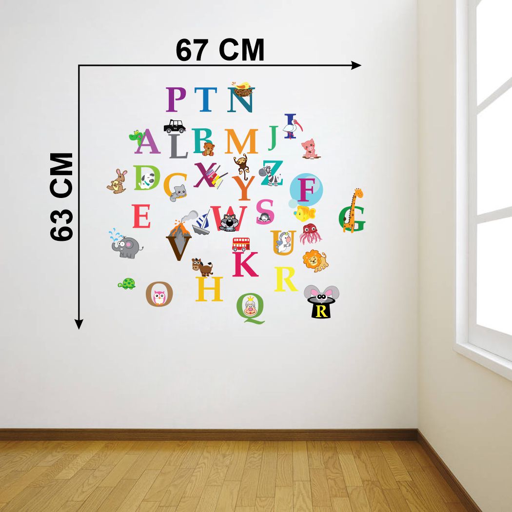Homexa Decor | 'Alphabets - Baby - Kids - Learning - Education - Nursery - Pre School - Kindergarten Wall Sticker (Size 67x63 cm)