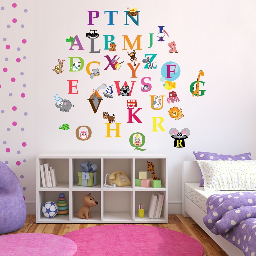 Homexa Decor | 'Alphabets - Baby - Kids - Learning - Education - Nursery - Pre School - Kindergarten Wall Sticker (Size 67x63 cm)
