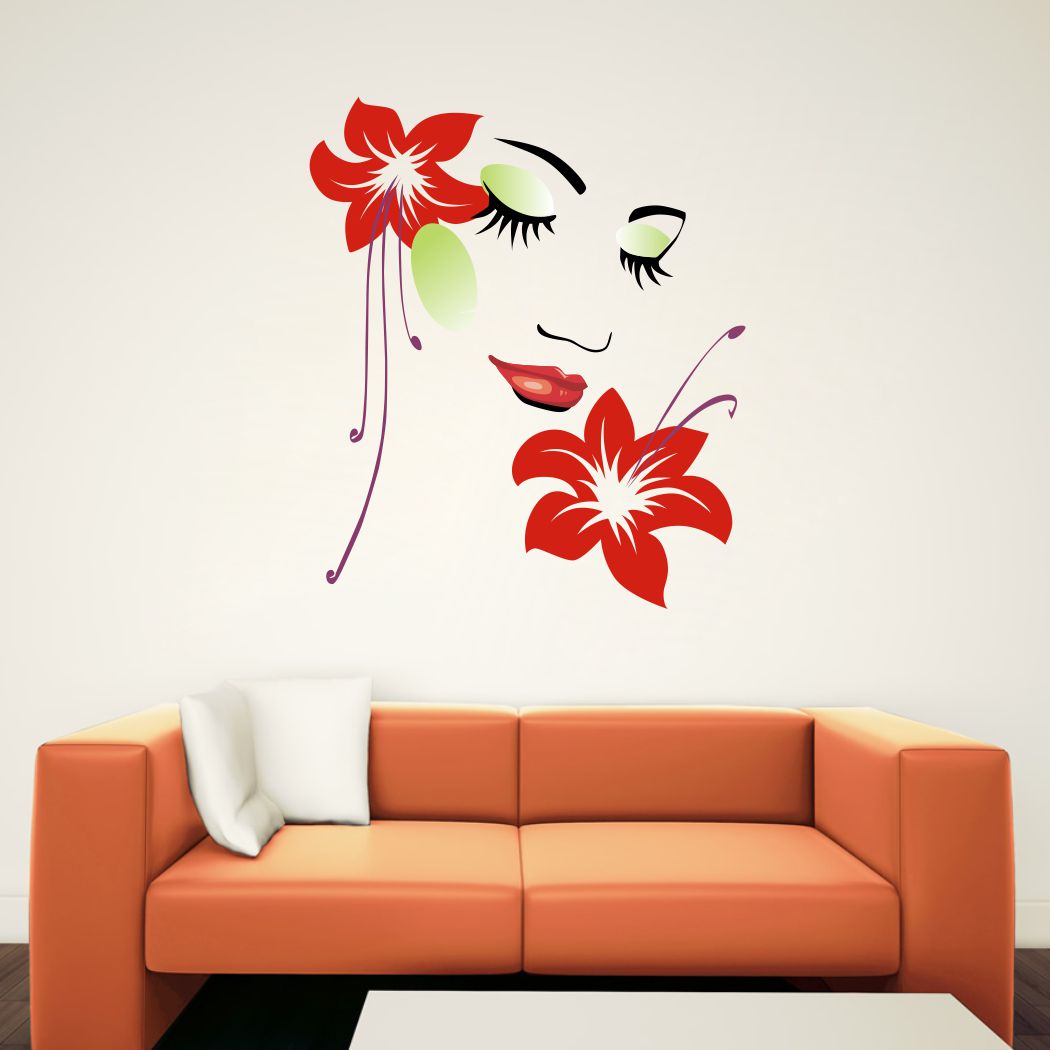 Homexa Decor | Beautiful flower girl Floral Wall Sticker (Size 58 x 48 cm)