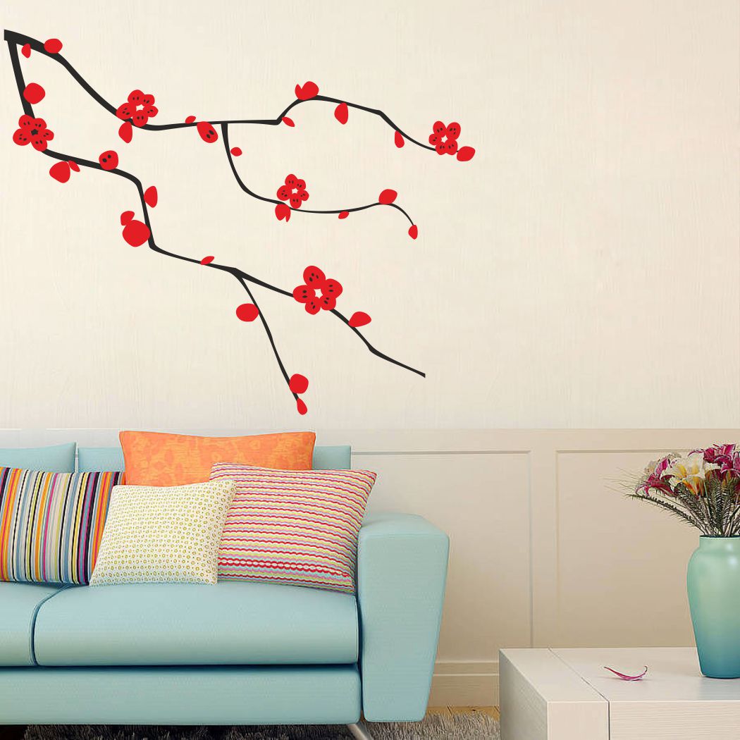 Homexa Decor | Branches With Flower Design wall Sticker Sticker (Size 152 x 124 cm)