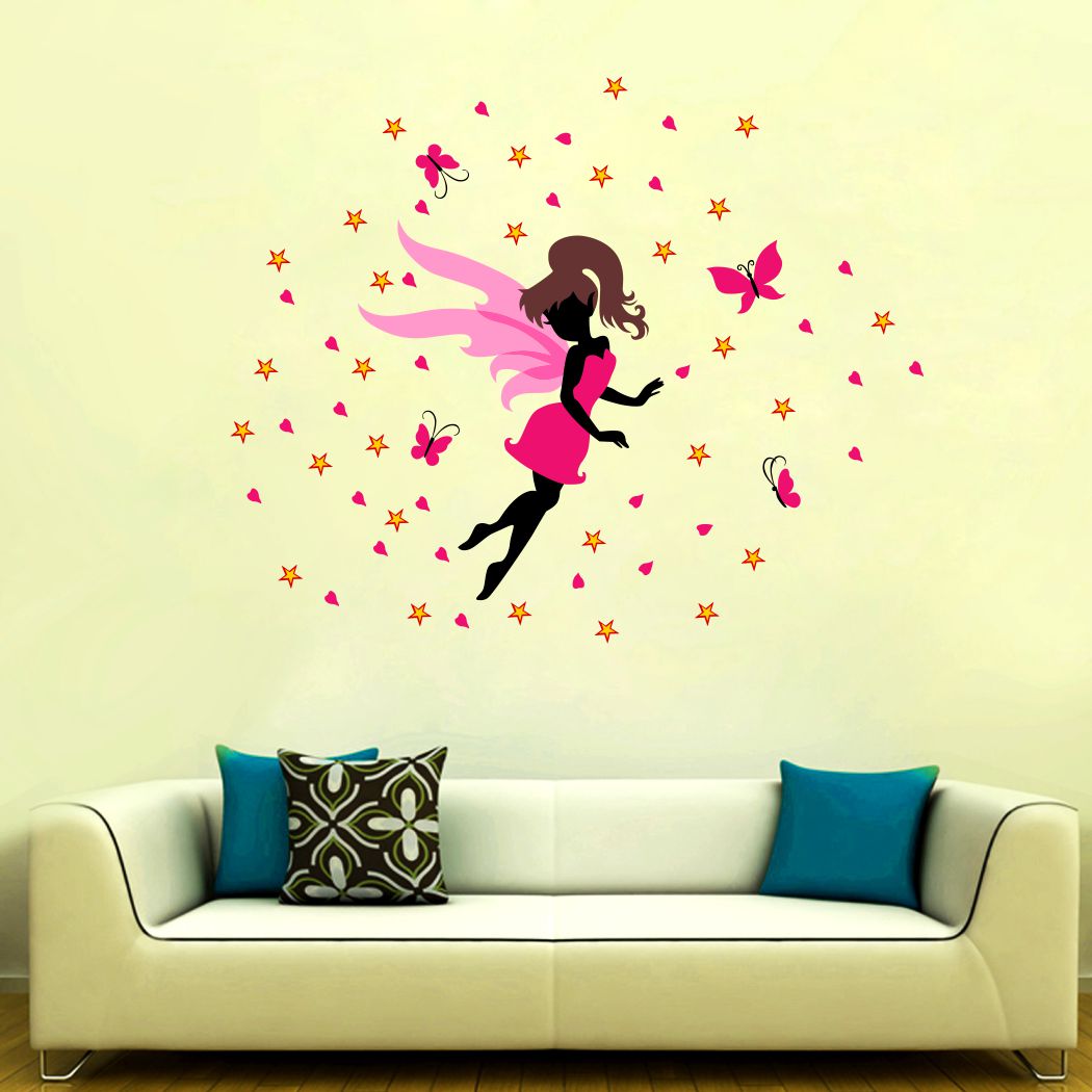 Homexa Decor | Star With angel and Butterfly Wall Sticker (Size 94 x 77 cm)