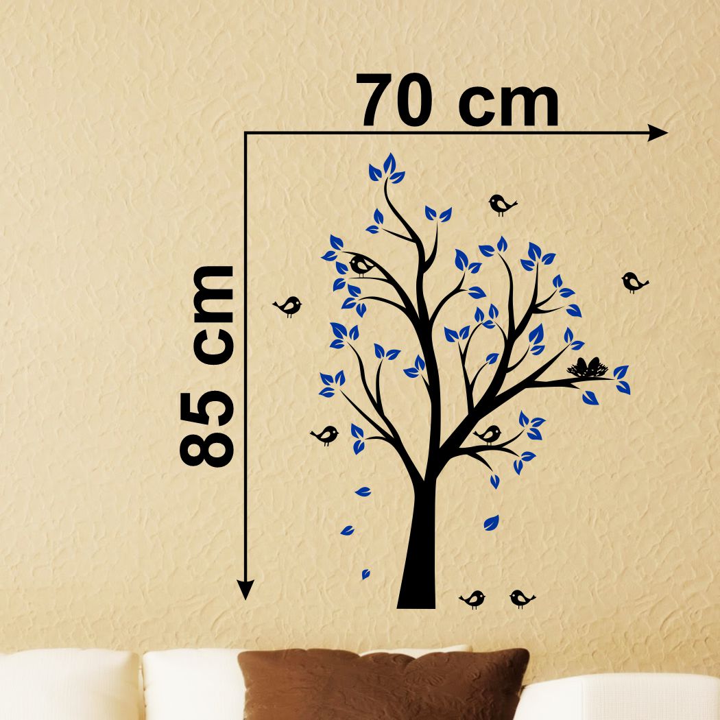 Homexa Decor | Tree With Leaf and Birds Wall Sticker (Size 70 x 85 cm)
