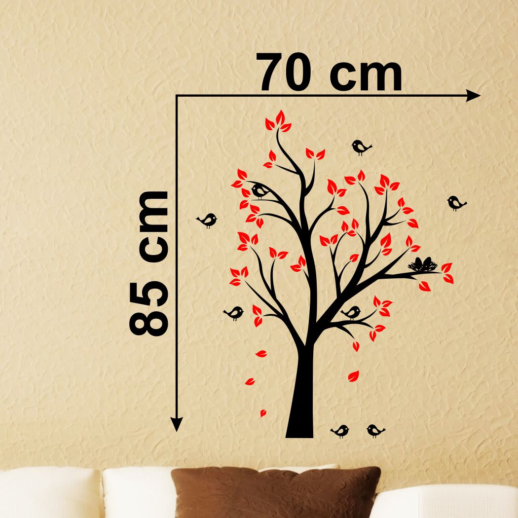 Homexa Decor | Tree With Leaf and Birds Wall Sticker (Size 70 x 85 cm)