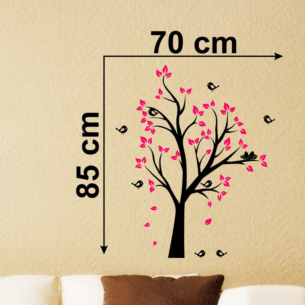 Homexa Decor | Tree With Leaf and Birds Wall Sticker (Size 70 x 85 cm)
