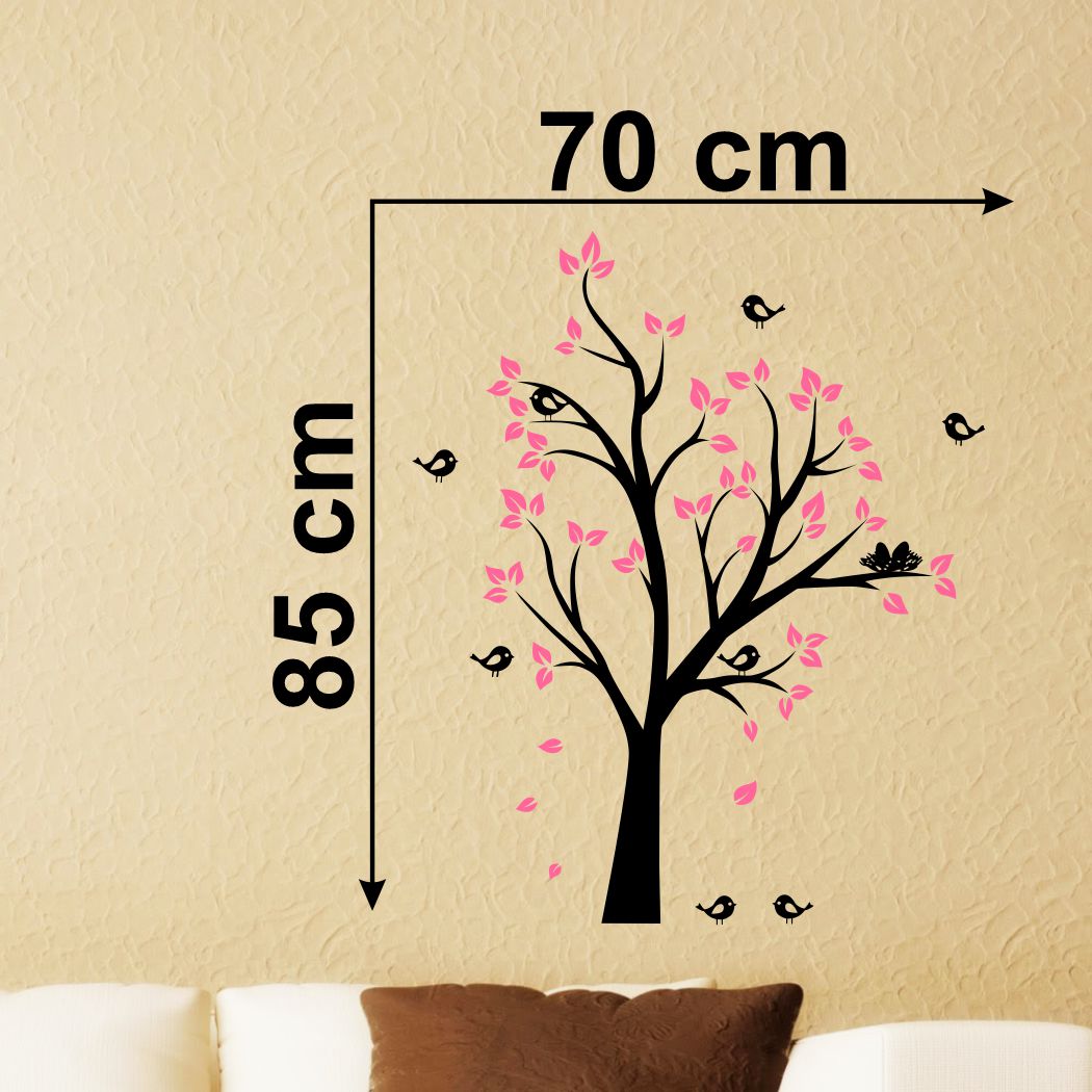 Homexa Decor | Tree With Leaf and Birds Wall Sticker (Size 70 x 85 cm)