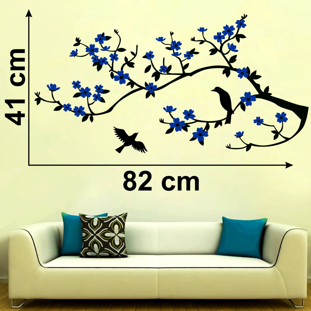 Homexa Decor | Tree With Leaf and Birds Wall Sticker (Size 82 x 41 cm)