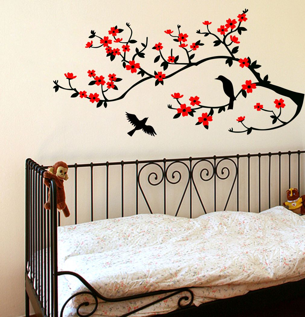Homexa Decor | Tree With Leaf and Birds Wall Sticker (Size 82 x 41 cm)