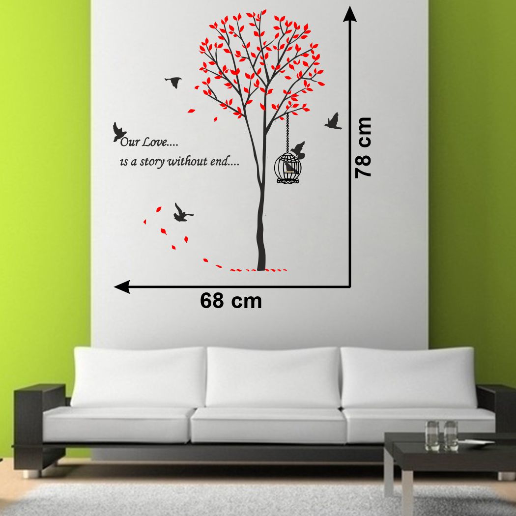 Homexa Decor | Tree With Leaf Design Wall Sticker (Size 68 x 78 cm)