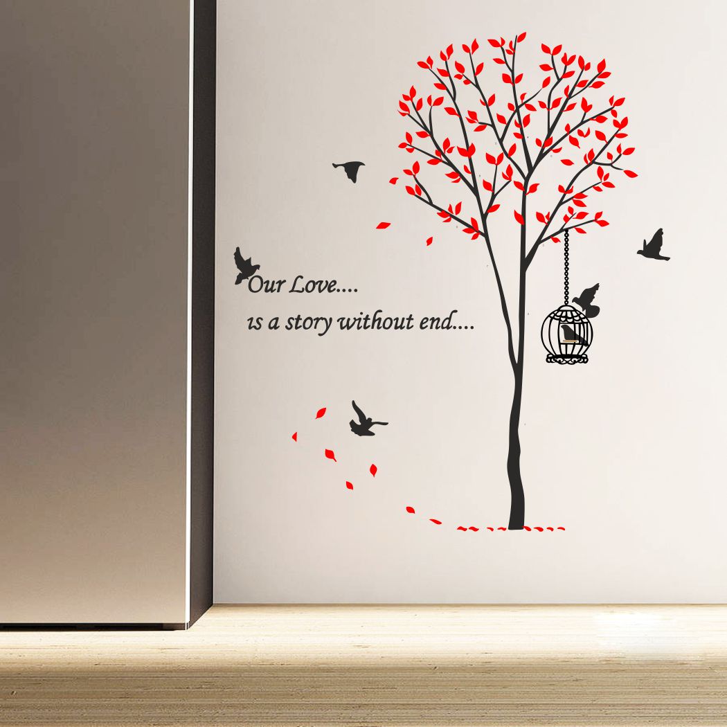 Homexa Decor | Tree With Leaf Design Wall Sticker (Size 68 x 78 cm)