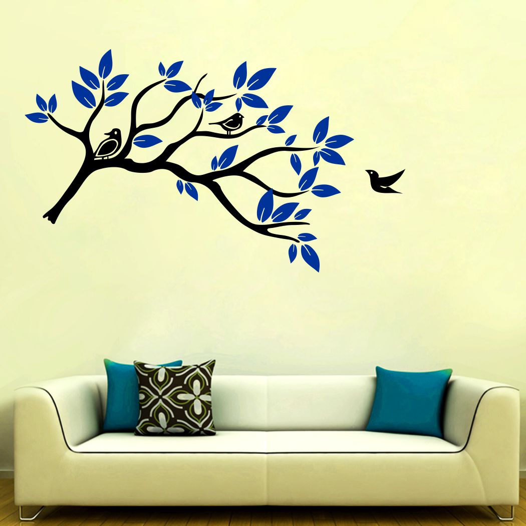 Homexa Decor | Tree With Leaf and Birds Wall Sticker (Size 148 x 87 cm)