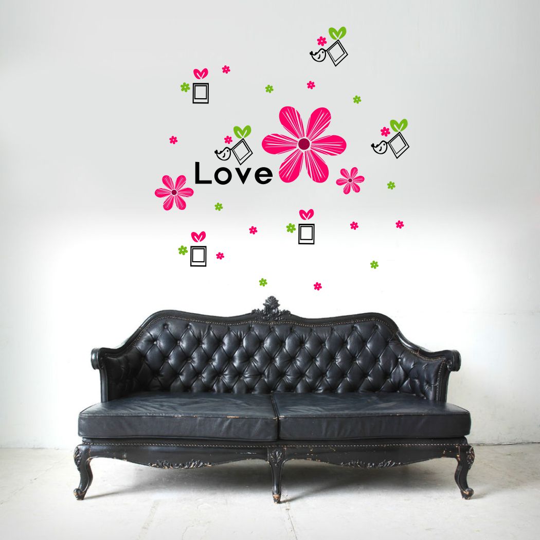 Homexa Decor | Flower and Birds Design Wall Sticker (Size 92 x 99 cm)