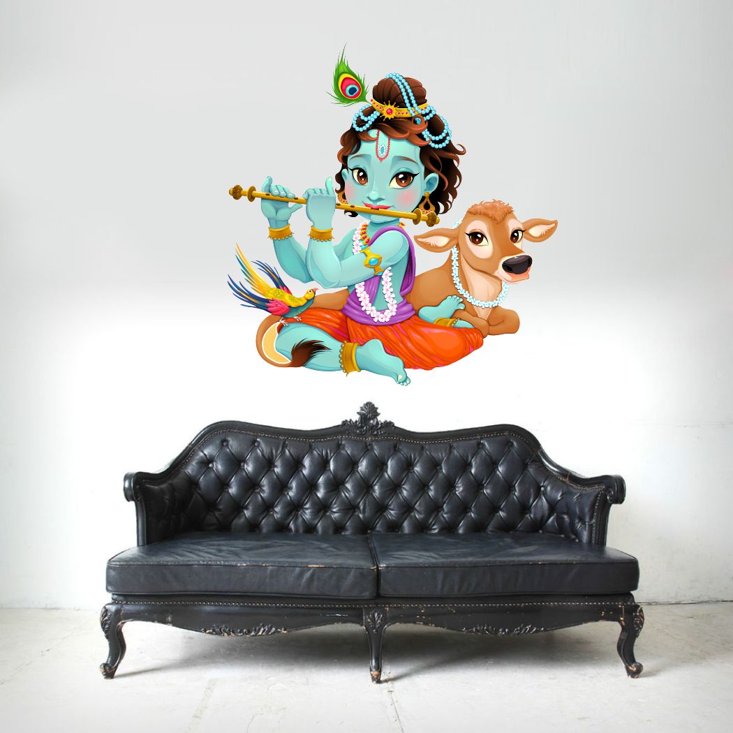Homexa Decor | Little Shree Krishna Design Wall Sticker (Size 63 x 56 cm)