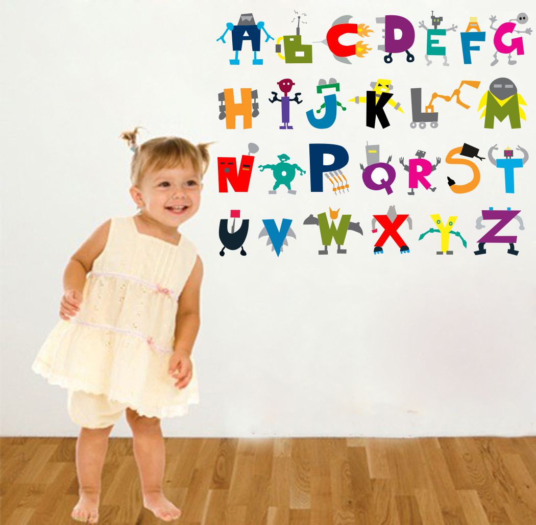Homexa Decor | Playful Alphabets Design Wall Sticker (Size 75 x 58 cm)
