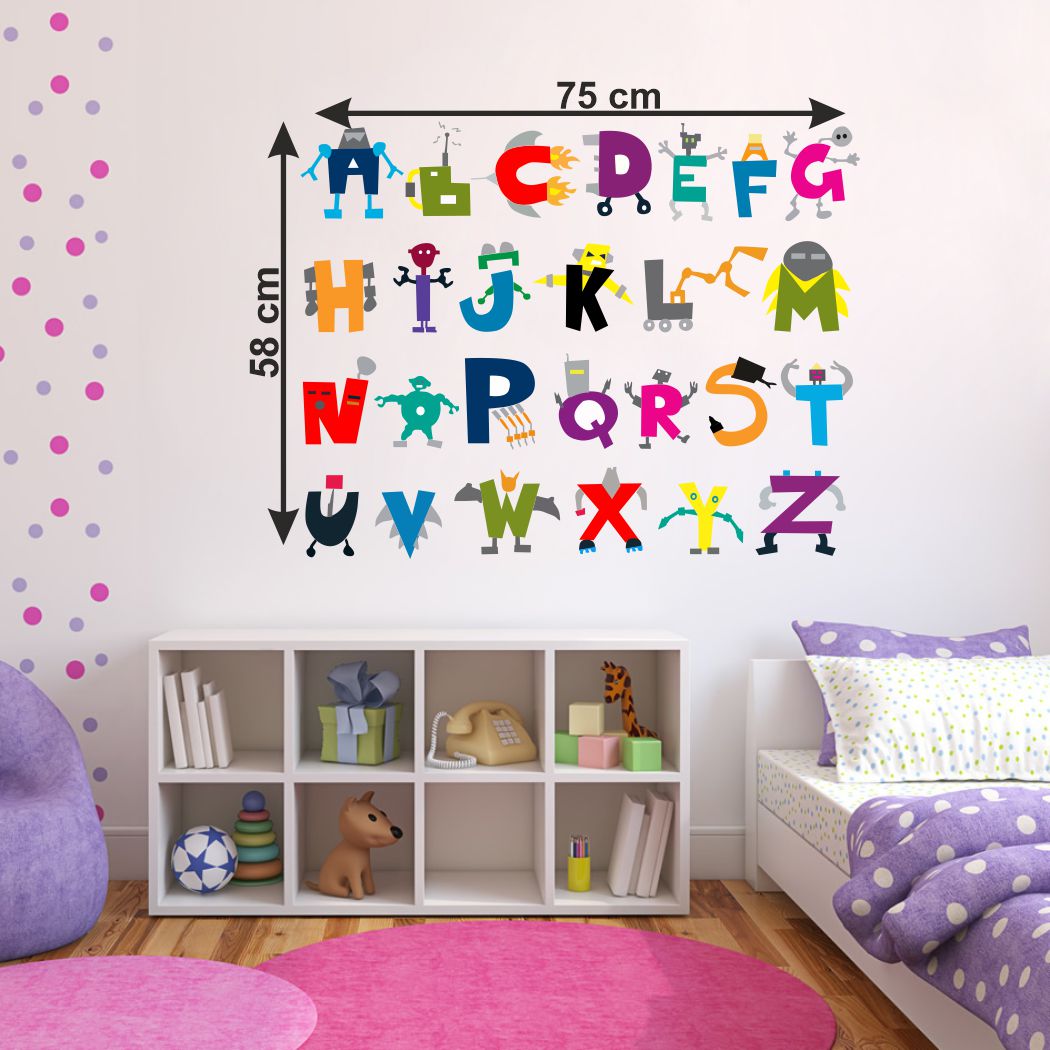 Homexa Decor | Playful Alphabets Design Wall Sticker (Size 75 x 58 cm)