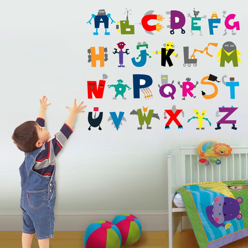 Homexa Decor | Playful Alphabets Design Wall Sticker (Size 75 x 58 cm)