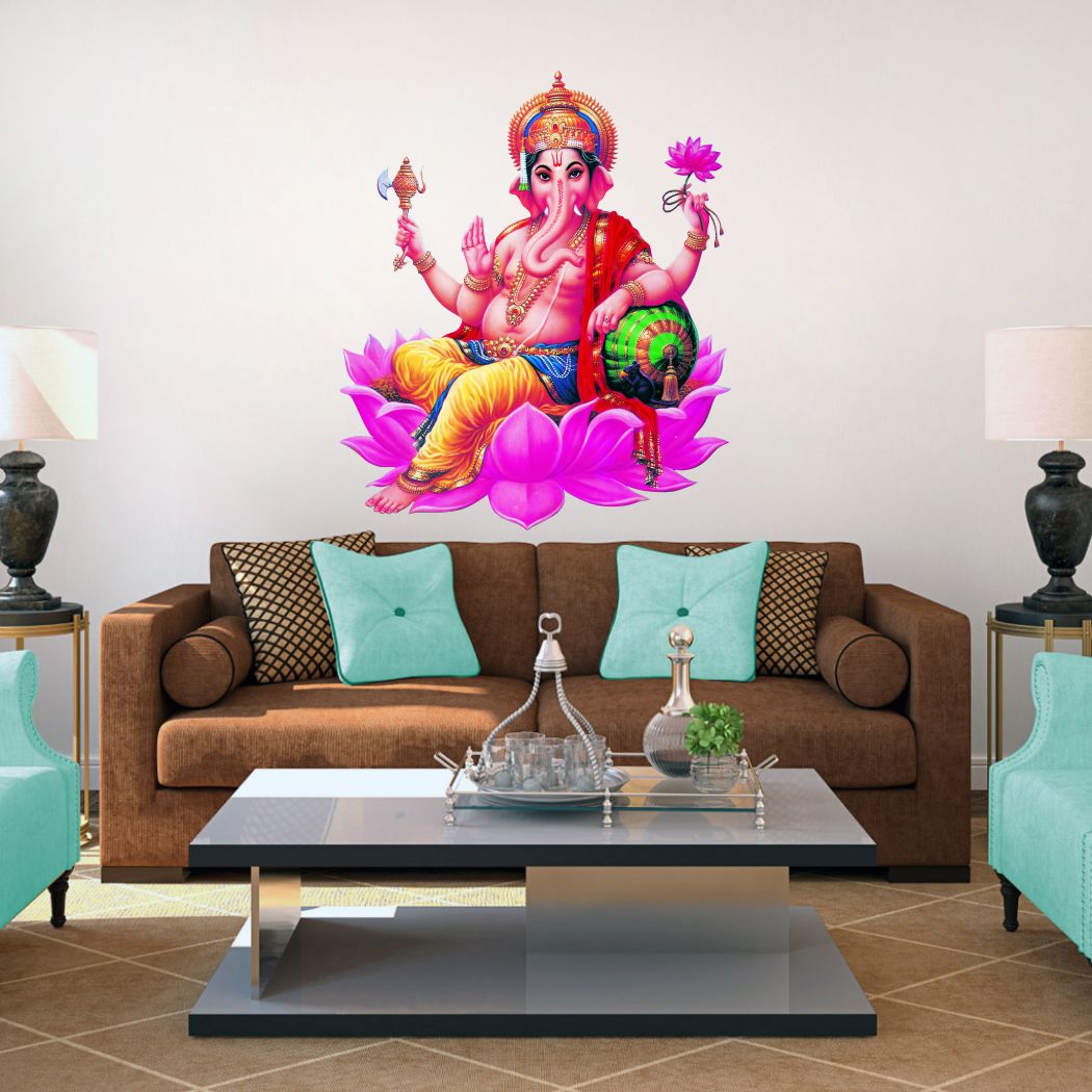 Homexa Decor | Shree Lord Ganesha Ganpati ji Wall Sticker (Size 48 x 56 cm)