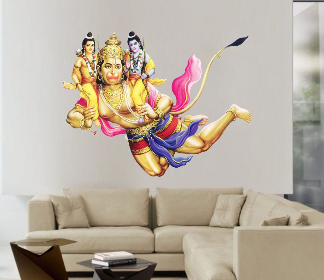 Homexa Decor | Beautiful Lord Hanuman Ji Wall Sticker (Size 56 x 42 cm)