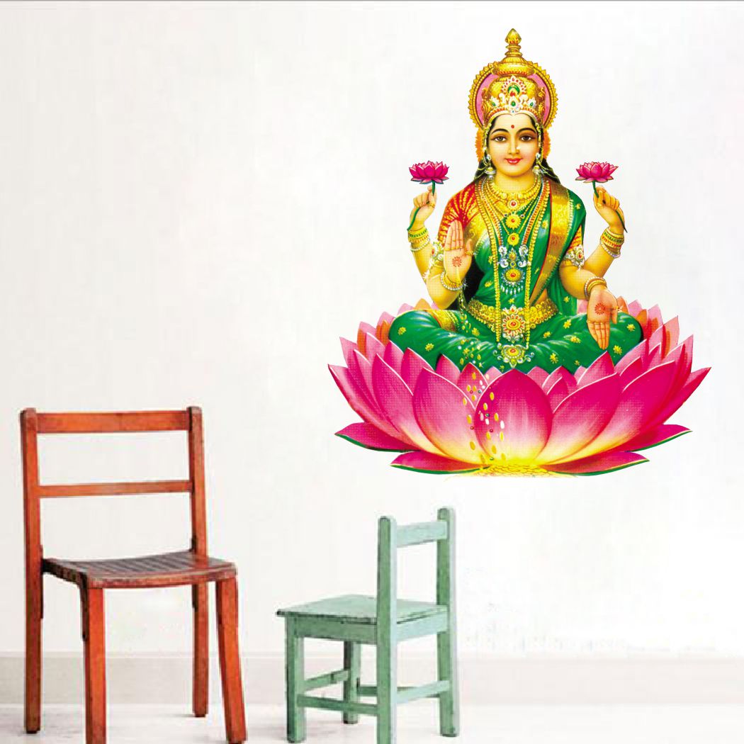 Homexa Decor | Lotus Laxmi Ji Wall Sticker (Size 49 x 57 cm)