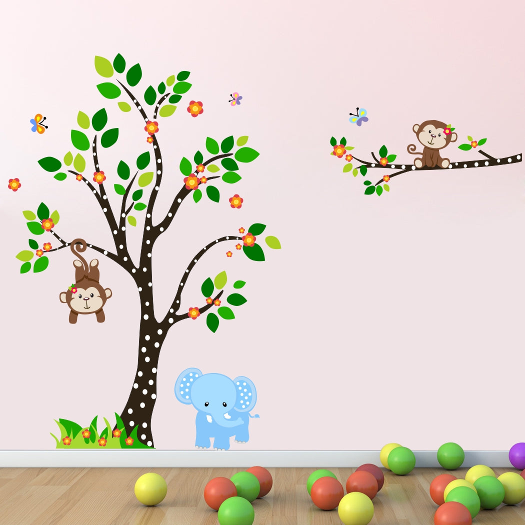 Homexa Decor | Tree With Animal Design Wall Sticker (Size 53 x 58 cm)