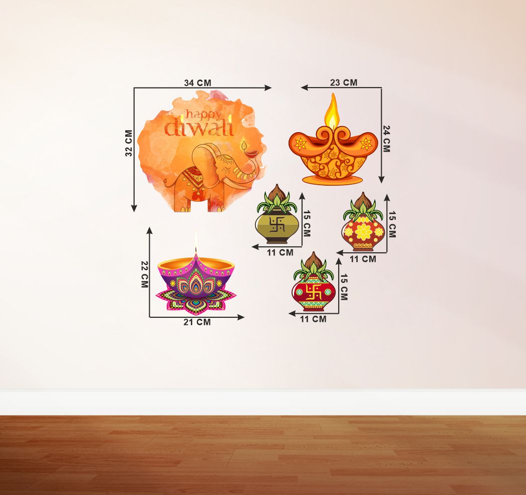 Homexa Decor | Beautiful Festivals Combo Design Wall Sticker (Size 58 x 50 cm)
