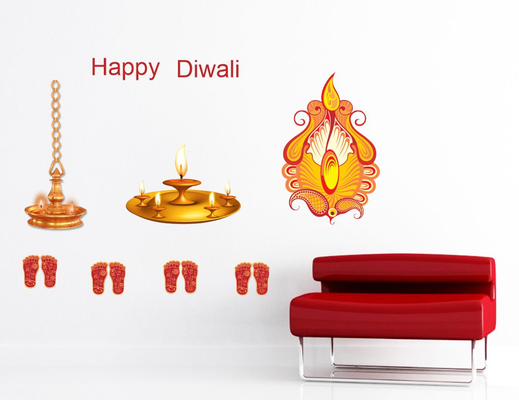 Homexa Decor | Beautiful Festivals Combo Design Wall Sticker (Size 58 x 58 cm)