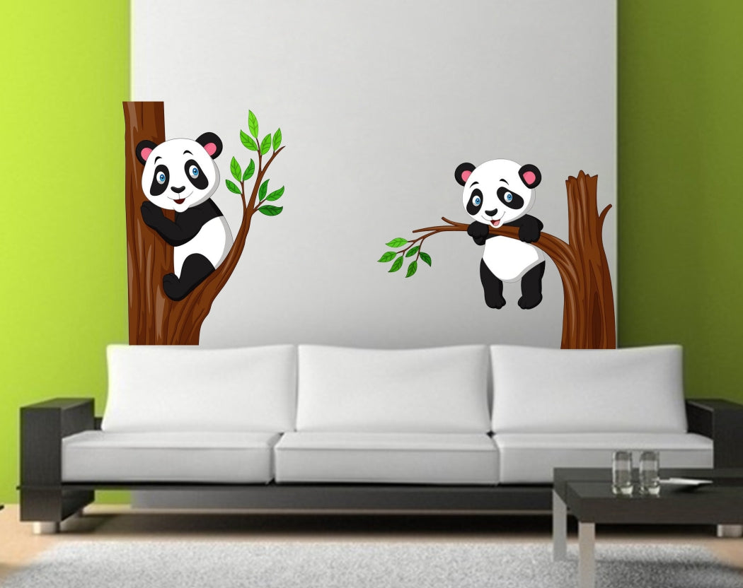 Homexa Decor | Cute Pandas Design Wall Sticker (Size 58X52 cm)