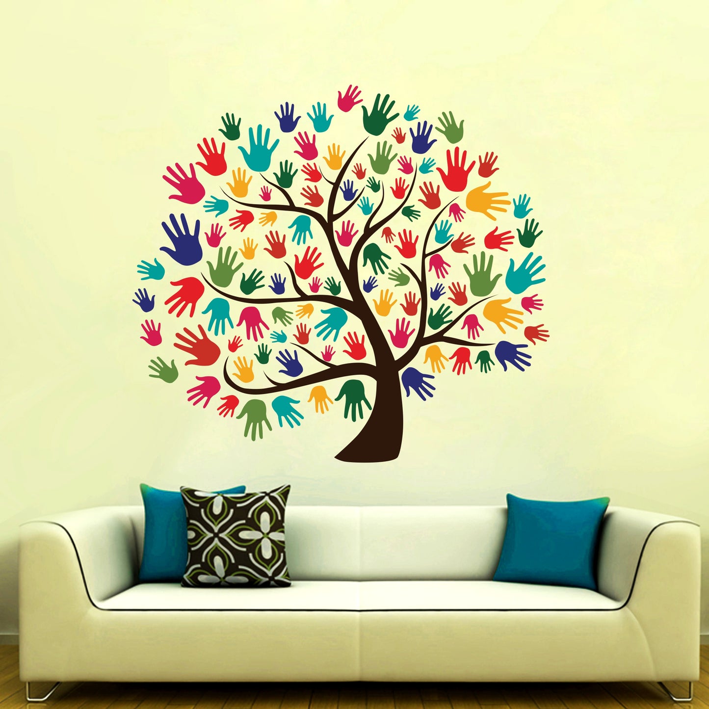 Homexa Decor | Tree With Leaf Hand Design Wall Sticker (Size 57x55 cm)