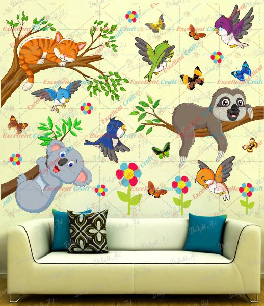 Delight Art Beautiful Butterfly-Birds-Other Animals Design Wall Sticker Size - ( 78 X 63 ) Cm