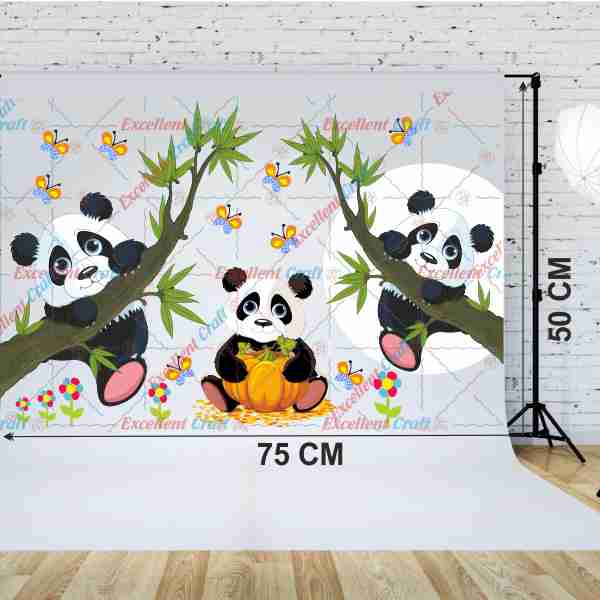 Delight Art Beautiful Pandas and Butterfly Design Wall Sticker Size - ( 75 x 50 ) Cm