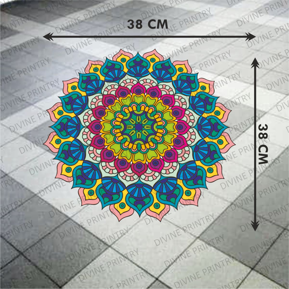 Homexa Decor | Rangoli Mandala Floor Sticker (Size 38 x 38 cm)