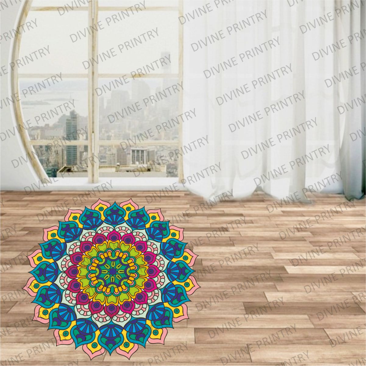 Homexa Decor | Rangoli Mandala Floor Sticker (Size 38 x 38 cm)