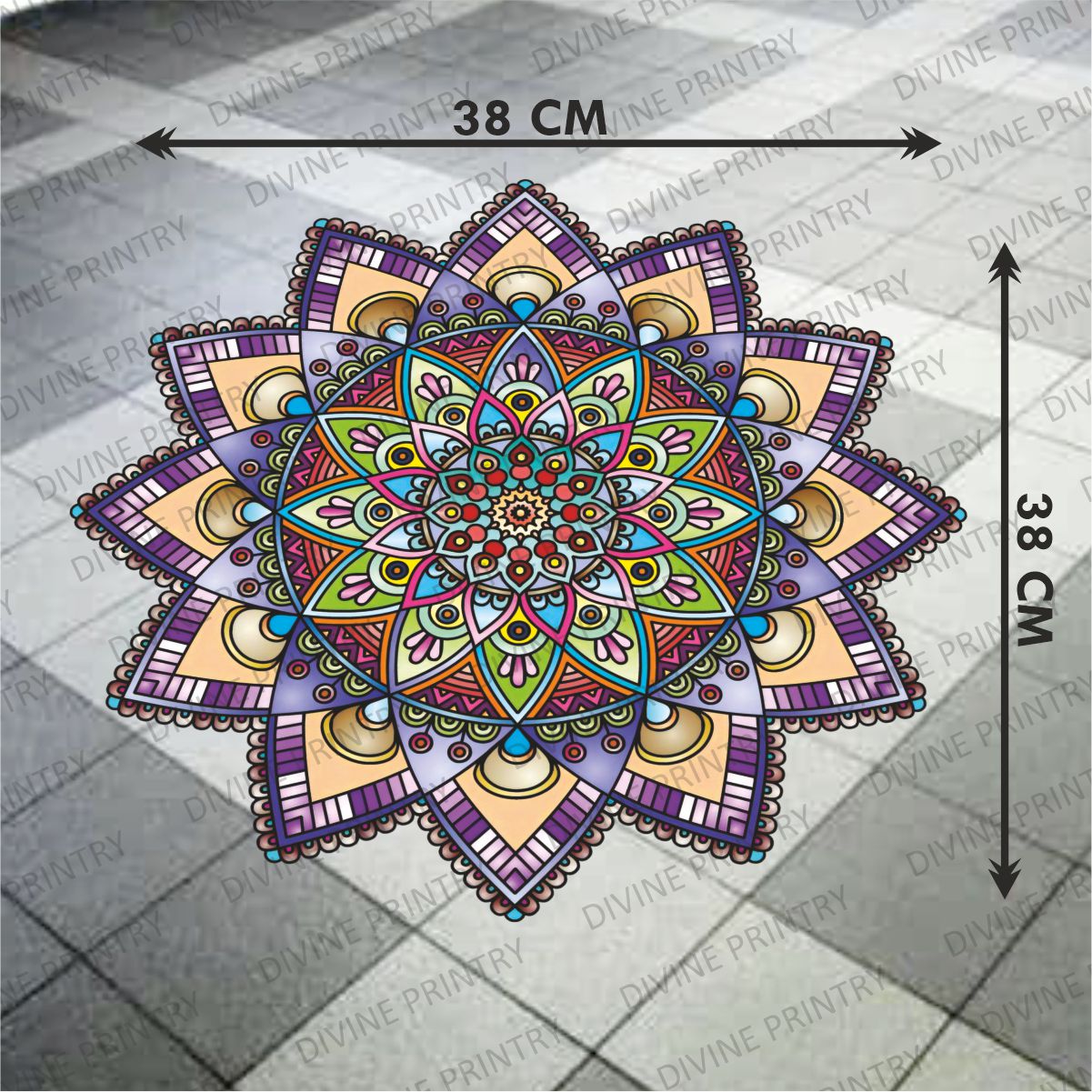 Homexa Decor | Rangoli Mandala Floor Sticker (Size 38 x 38 cm)