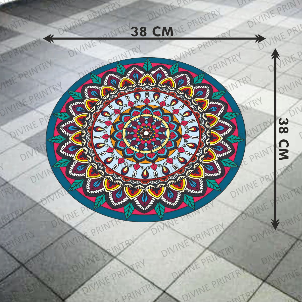 Homexa Decor | Rangoli Mandala Floor Sticker (Size 38 x 38 cm)