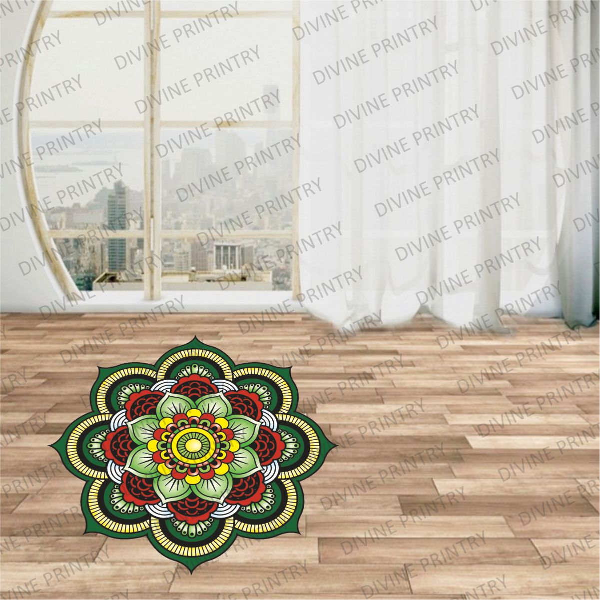 Homexa Decor | Rangoli Mandala Floor Sticker (Size 38 x 38 cm)