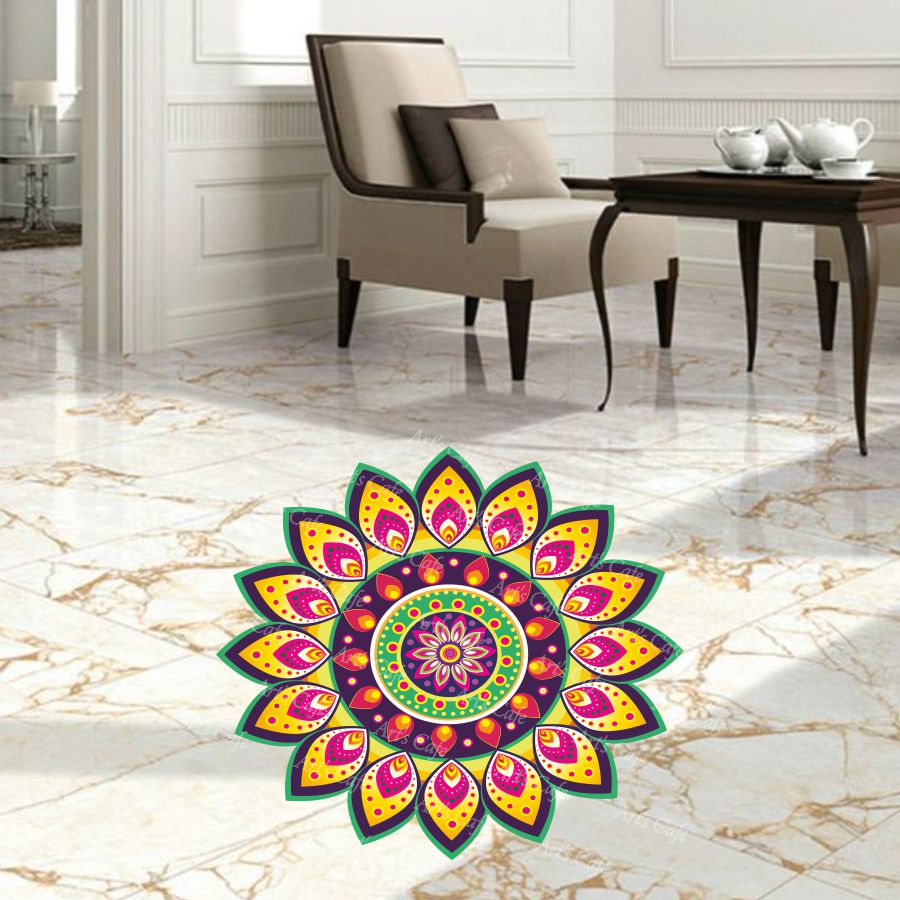 Homexa Decor | Rangoli Mandala Floor Sticker 2092 (Size 38 x 38 cm)