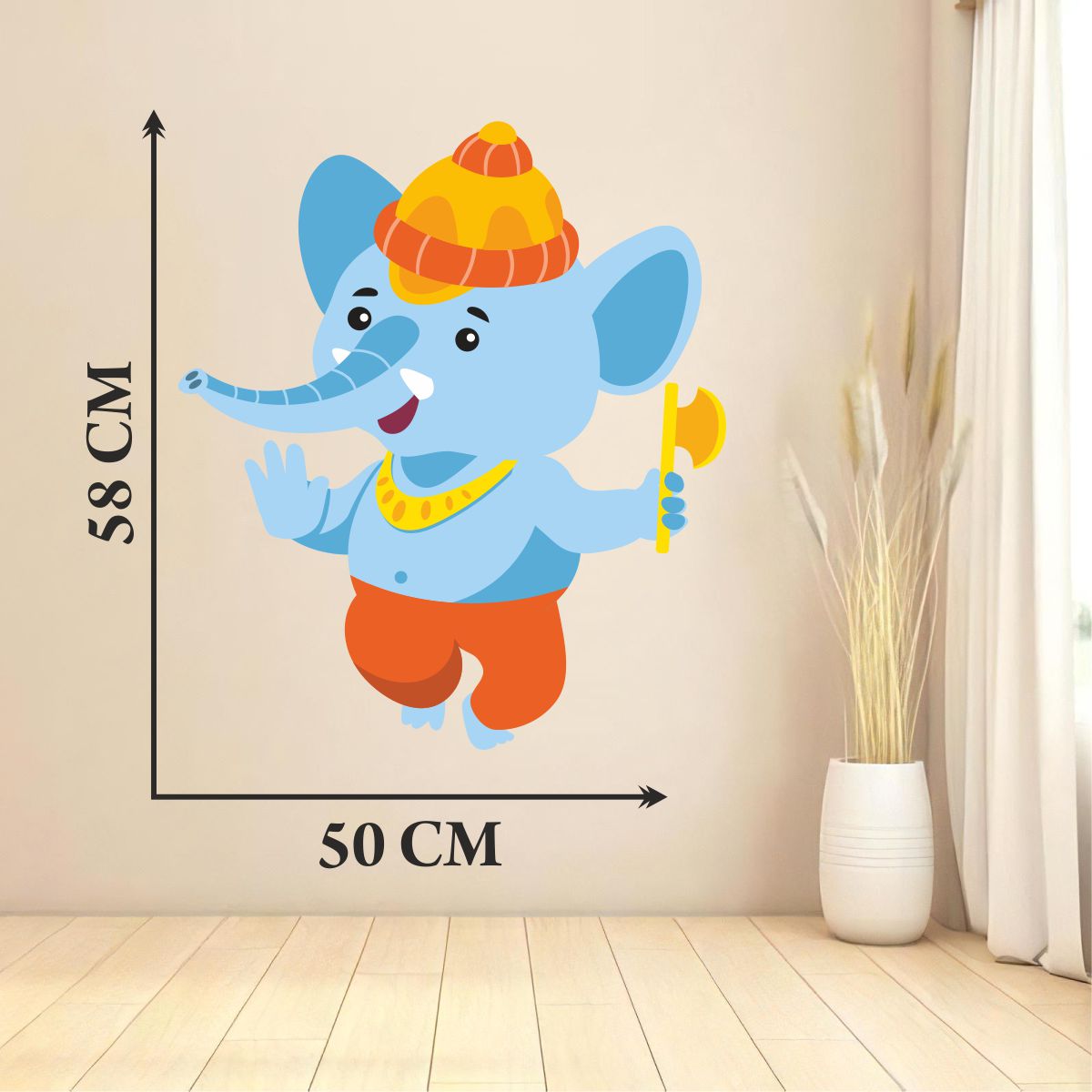 Homexa Decor | Ganesh Bhagwan Wall Sticker (Size 49 x 57 cm)