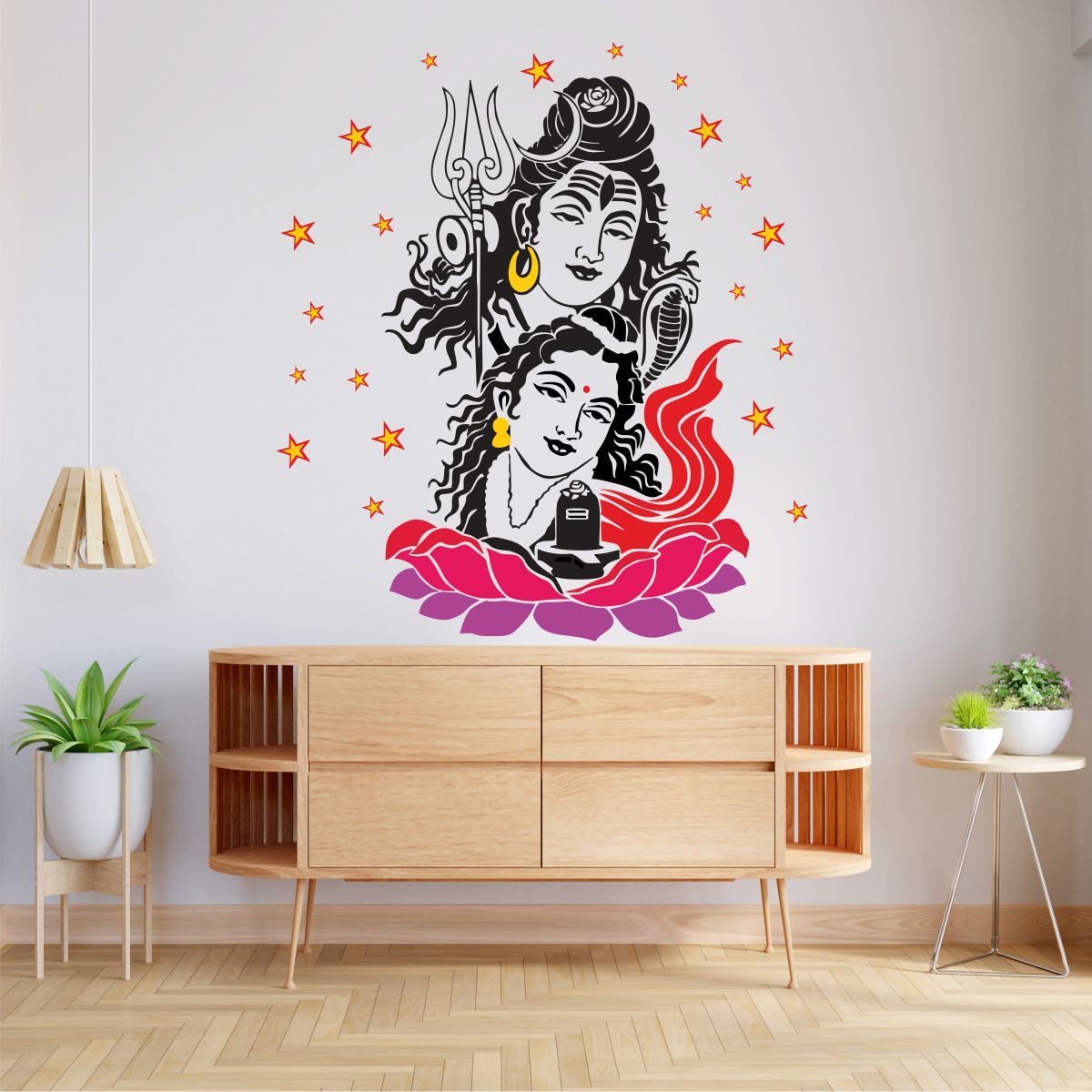 Homexa Decor | Lord Shiva and Parvati Maa Wall Sticker (Size 48x60 cm)