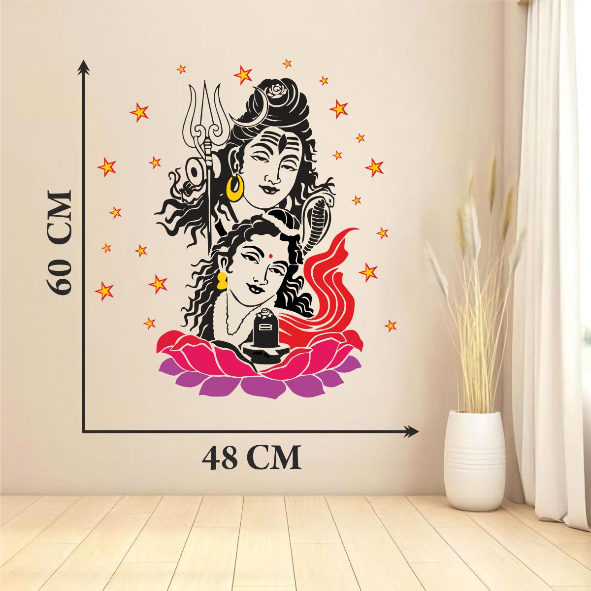 Homexa Decor | Lord Shiva and Parvati Maa Wall Sticker (Size 48x60 cm)