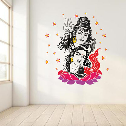 Homexa Decor | Lord Shiva and Parvati Maa Wall Sticker (Size 48x60 cm)