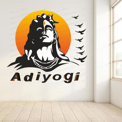 Homexa Decor | Lord Mahakal Adiyogi Wall Sticker (Size 56 x 58 cm)