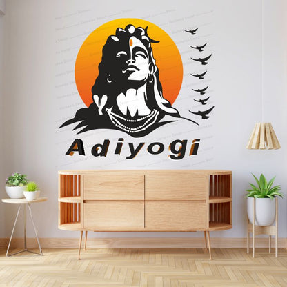 Homexa Decor | Lord Mahakal Adiyogi Wall Sticker (Size 56 x 58 cm)