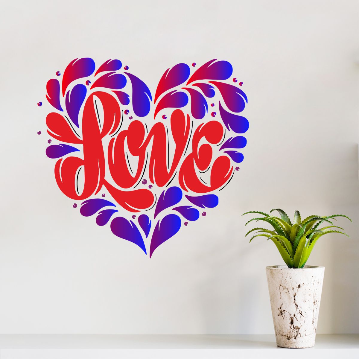 Homexa Decor | Love (Heart) Wall Sticker (Size 51 x 50 cm)